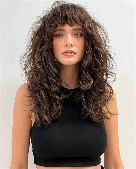 wavy hair long bangs|More.